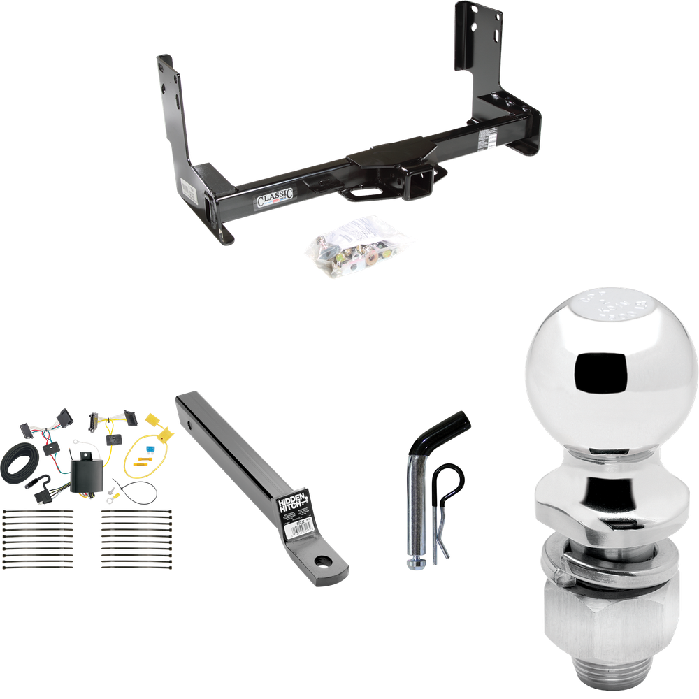 Fits 2014-2018 Freightliner Sprinter 2500 Trailer Hitch Tow PKG w/ 4-Flat Wiring + Extended 16" Long Ball Mount w/ 2" Drop + Pin/Clip + 2" Ball (Excludes: w/Factory Step Bumper Models) By Draw-Tite