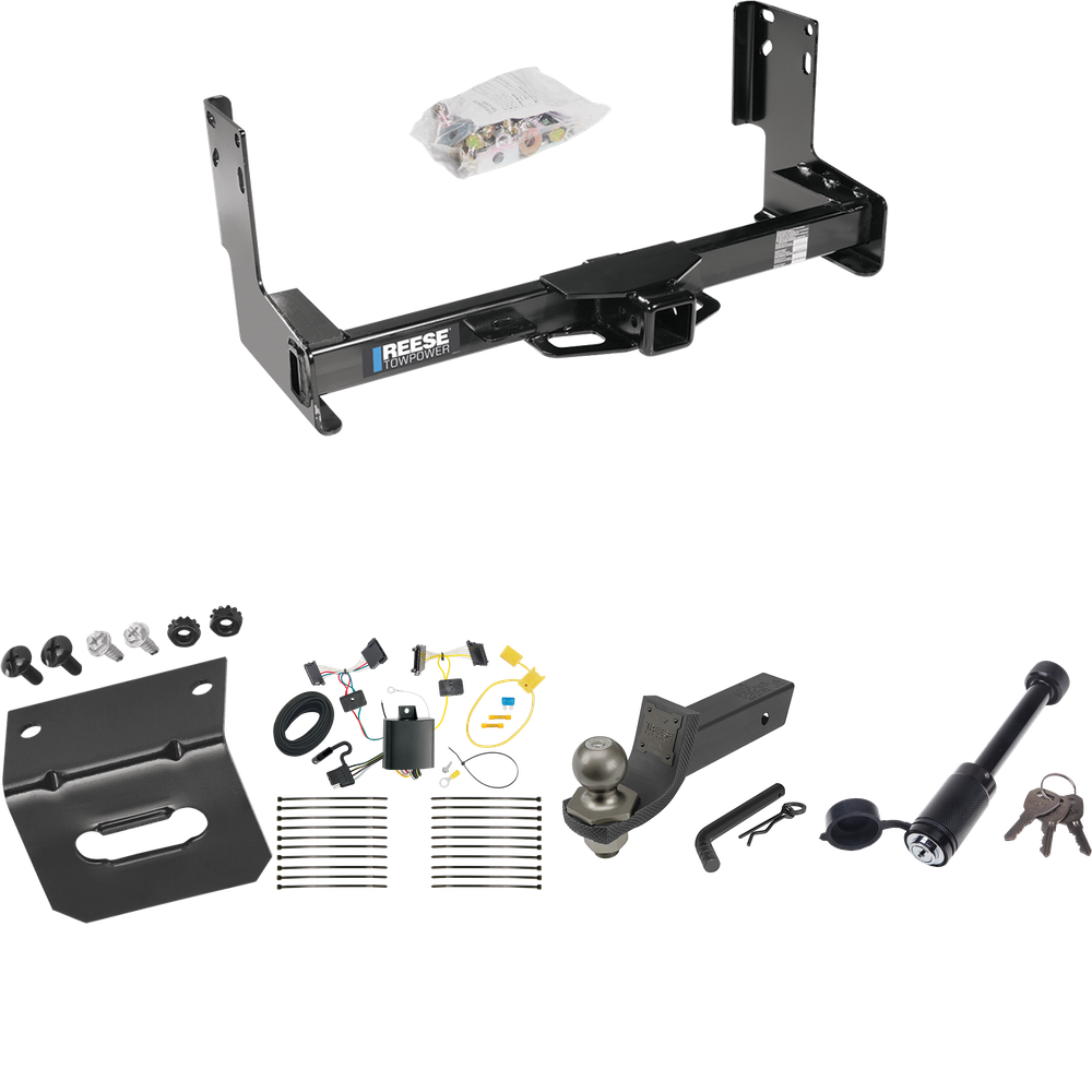 Fits 2014-2018 Mercedes-Benz Sprinter 3500 Trailer Hitch Tow PKG w/ 4-Flat Wiring + Interlock Tactical Starter Kit w/ 2" Drop & 2" Ball + Tactical Dogbone Lock + Wiring Bracket (Excludes: w/Factory Step Bumper Models) By Reese Towpower