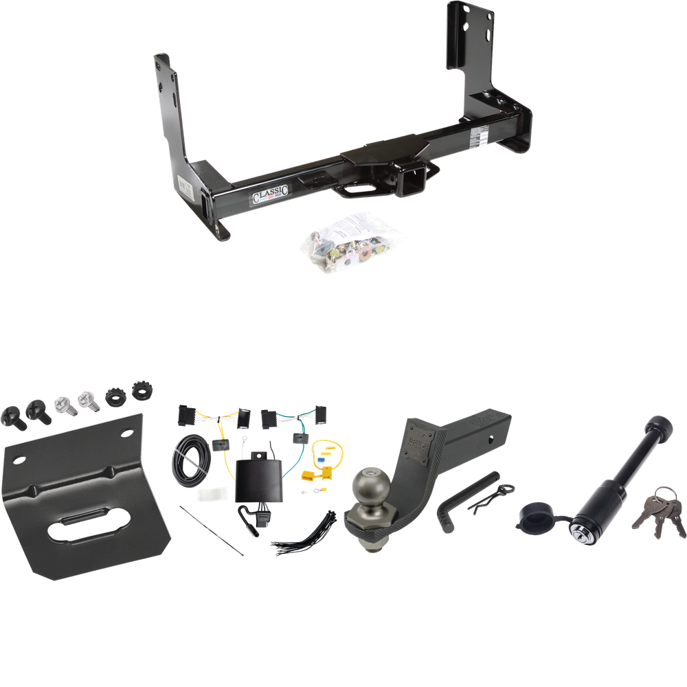 Fits 2019-2021 Mercedes-Benz Sprinter 2500 Trailer Hitch Tow PKG w/ 4-Flat Wiring + Interlock Tactical Starter Kit w/ 3-1/4" Drop & 2" Ball + Tactical Dogbone Lock + Wiring Bracket (Excludes: w/Factory Step Bumper Models) By Draw-Tite