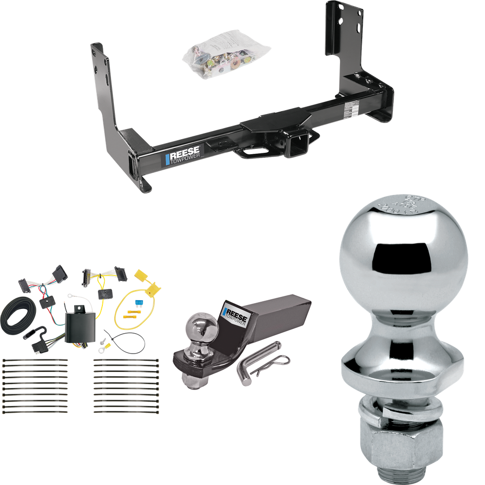 Fits 2014-2018 Mercedes-Benz Sprinter 3500 Trailer Hitch Tow PKG w/ 4-Flat Wiring + Starter Kit Ball Mount w/ 2" Drop & 2" Ball + 1-7/8" Ball (Excludes: w/Factory Step Bumper Models) By Reese Towpower