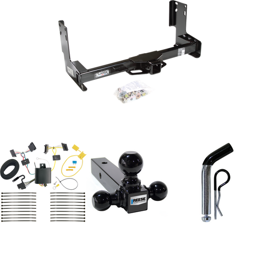 Fits 2014-2018 Freightliner Sprinter 2500 Trailer Hitch Tow PKG w/ 4-Flat Wiring + Triple Ball Ball Mount 1-7/8" & 2" & 2-5/16" Trailer Balls + Pin/Clip (Excludes: w/Factory Step Bumper Models) By Draw-Tite