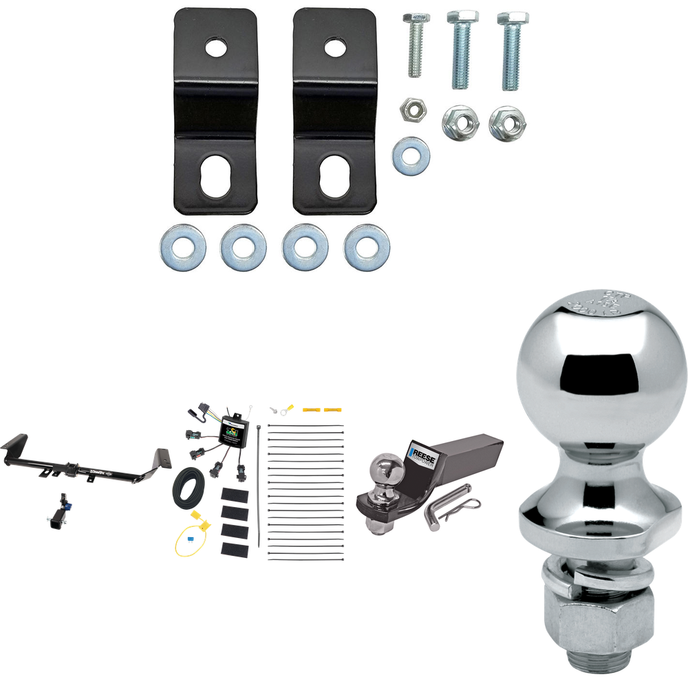 Fits 2017-2020 Chrysler Pacifica Hybrid Trailer Hitch Tow PKG w/ 4-Flat Zero Contact "No Splice" Wiring + Starter Kit Ball Mount w/ 2" Drop & 2" Ball + 1-7/8" Ball By Draw-Tite