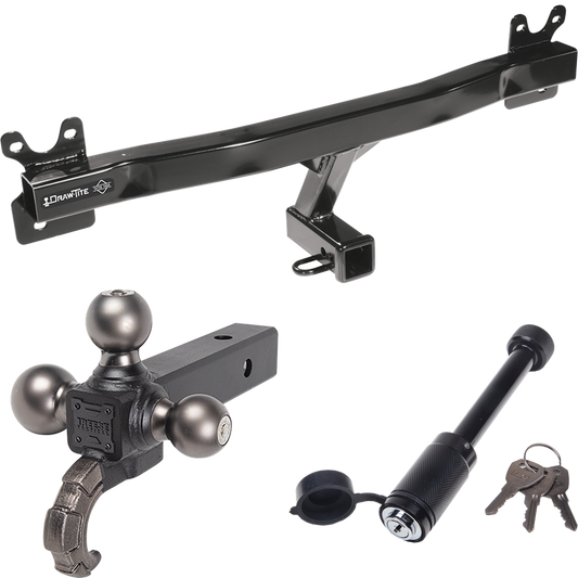 Fits 2008-2010 Volvo V70 Trailer Hitch Tow PKG + Triple Ball Tactical Ball Mount 1-7/8" & 2" & 2-5/16" Balls w/ Tow Hook + Tactical Dogbone Lock (For Wagon Models) By Draw-Tite