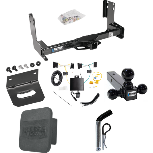 Fits 2019-2021 Mercedes-Benz Sprinter 2500 Trailer Hitch Tow PKG w/ 4-Flat Wiring + Triple Ball Ball Mount 1-7/8" & 2" & 2-5/16" Trailer Balls + Pin/Clip + Wiring Bracket + Hitch Cover (Excludes: w/Factory Step Bumper Models) By Reese Towpower