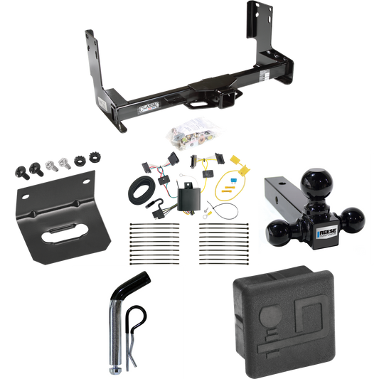 Fits 2014-2018 Freightliner Sprinter 3500 Trailer Hitch Tow PKG w/ 4-Flat Wiring + Triple Ball Ball Mount 1-7/8" & 2" & 2-5/16" Trailer Balls + Pin/Clip + Wiring Bracket + Hitch Cover (Excludes: w/Factory Step Bumper Models) By Draw-Tite