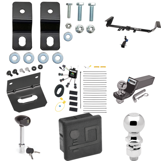 Fits 2017-2020 Chrysler Pacifica Hybrid Trailer Hitch Tow PKG w/ 4-Flat Zero Contact "No Splice" Wiring + Starter Kit Ball Mount w/ 2" Drop & 2" Ball + 2-5/16" Ball + Wiring Bracket + Hitch Lock + Hitch Cover By Draw-Tite