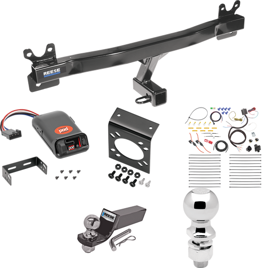 Se adapta al paquete de enganche de remolque Volvo V70 2008-2010 con control de freno POD serie Pro + cableado RV de 7 vías + soporte de bola y caída de 2" y 2-5/16" (para modelos Wagon) de Reese Towpower