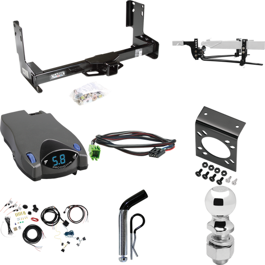 Fits 2019-2021 Mercedes-Benz Sprinter 3500 Trailer Hitch Tow PKG w/ 8K Round Bar Weight Distribution Hitch w/ 2-5/16" Ball + 2" Ball + Pin/Clip + Tekonsha Prodigy P2 Brake Control + Plug & Play BC Adapter + 7-Way RV Wiring (Excludes: w/Factory Step B