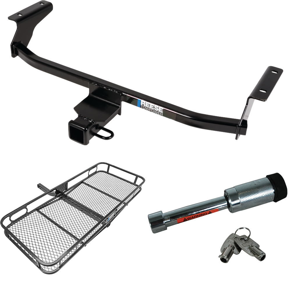 Fits 2020-2023 Mazda CX-30 Trailer Hitch Tow PKG w/ 60" x 24" Cargo Carrier + Hitch Lock By Reese Towpower