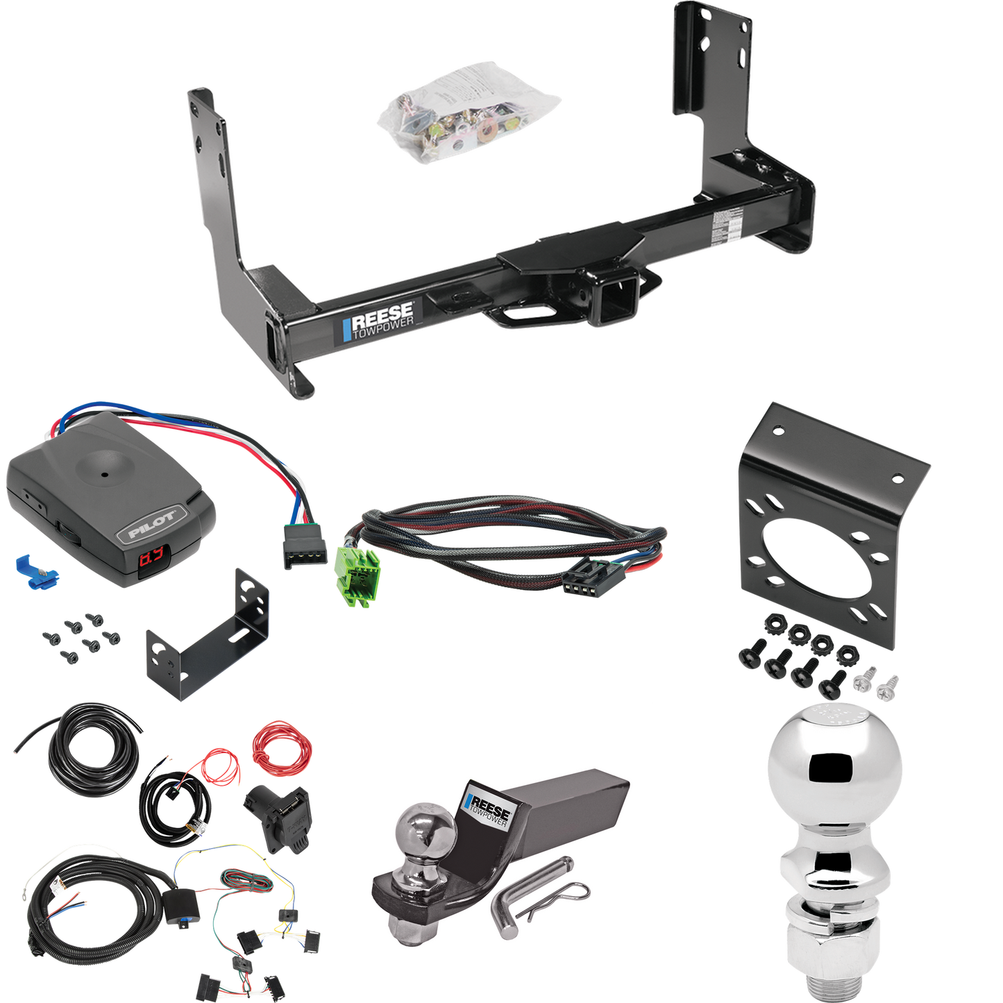 Fits 2014-2018 Freightliner Sprinter 2500 Trailer Hitch Tow PKG w/ Pro Series Pilot Brake Control + Plug & Play BC Adapter + 7-Way RV Wiring + 2" & 2-5/16" Ball & Drop Mount (Excludes: w/Factory Step Bumper Models) By Reese Towpower