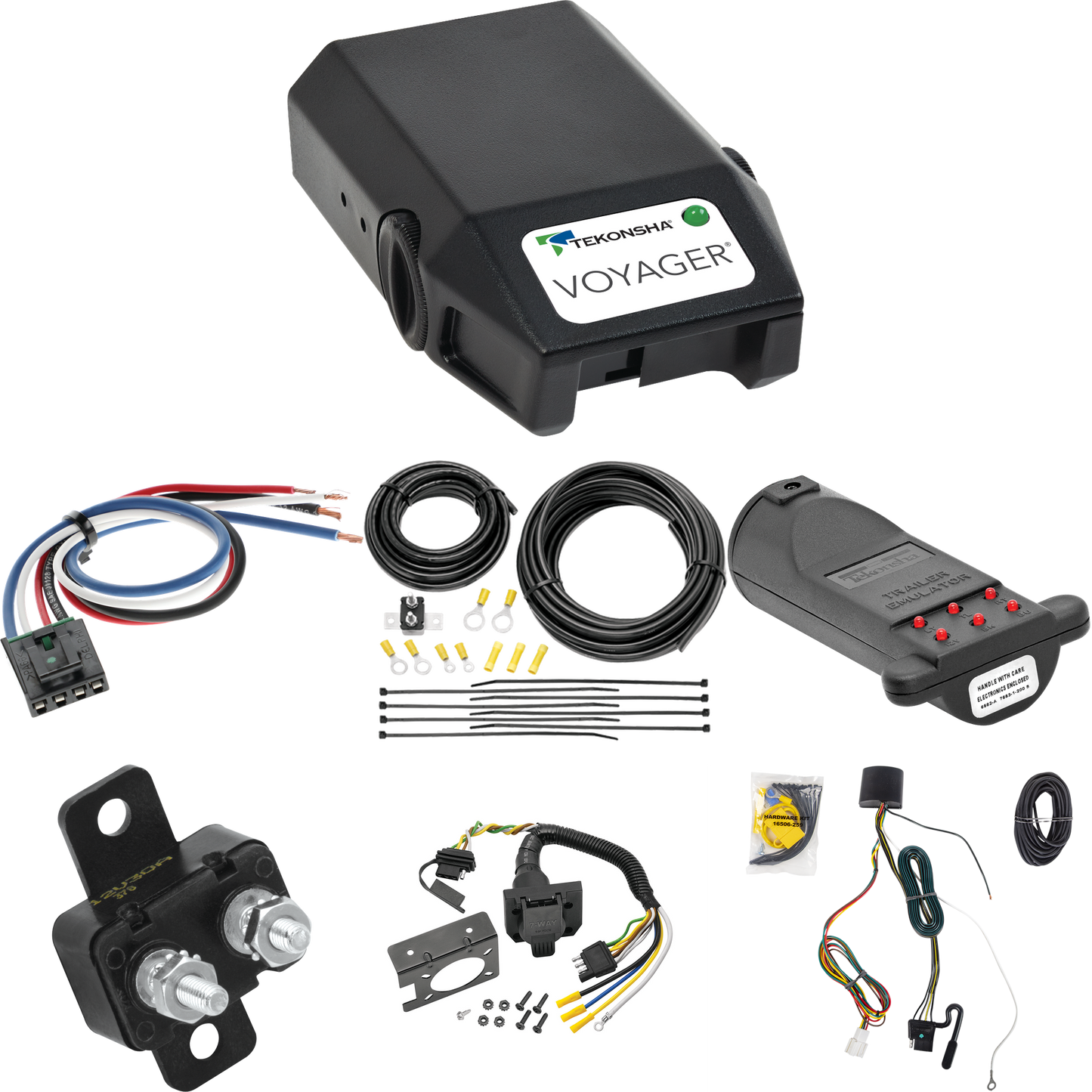 Se adapta al cableado de RV de 7 vías Acura RDX 2019-2022 + control de frenos Tekonsha Voyager + adaptador de cableado BC genérico + probador de 7 vías y emulador de remolque (para modelos sin suministro de energía de +12 V) de Tekonsha