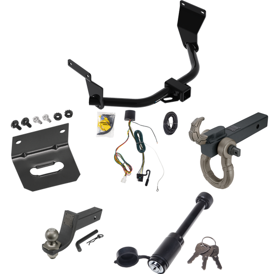 Fits 2019-2022 Acura RDX Trailer Hitch Tow PKG w/ 4-Flat Wiring + Interlock Tactical Starter Kit w/ 3-1/4" Drop & 2" Ball + Tactical Hook & Shackle Mount + Tactical Dogbone Lock + Wiring Bracket (For Without +12V Power Provision Models) By Reese Towp