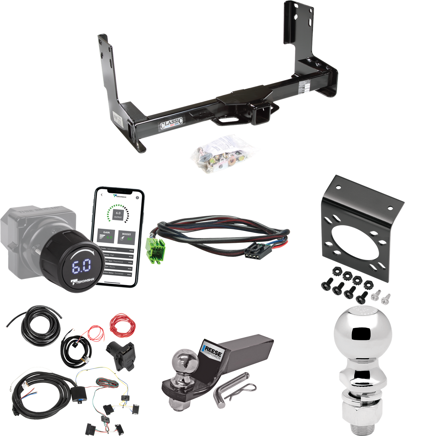 Fits 2014-2018 Freightliner Sprinter 3500 Trailer Hitch Tow PKG w/ Tekonsha Prodigy iD Bluetooth Wireless Brake Control + Plug & Play BC Adapter + 7-Way RV Wiring + 2" & 2-5/16" Ball & Drop Mount (Excludes: w/Factory Step Bumper Models) By Draw-Tite