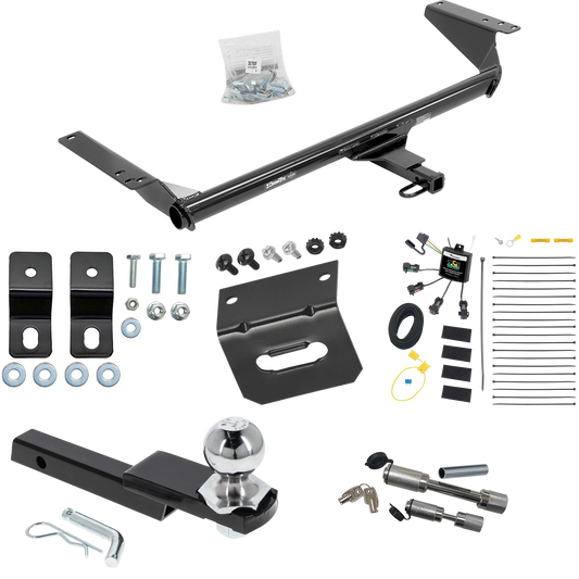 Fits 2017-2020 Chrysler Pacifica Hybrid Trailer Hitch Tow PKG w/ 4-Flat Zero Contact "No Splice" Wiring Harness + Interlock Starter Kit w/ 2" Ball 1-1/4" Drop 3/4" Rise + Wiring Bracket + Dual Hitch & Coupler Locks By Draw-Tite