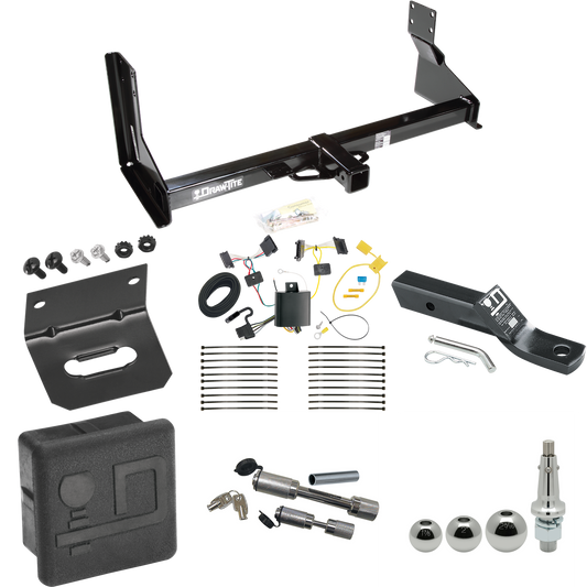 Fits 2014-2018 Mercedes-Benz Sprinter 3500 Trailer Hitch Tow PKG w/ 4-Flat Wiring + Ball Mount w/ 2" Drop + Interchangeable Ball 1-7/8" & 2" & 2-5/16" + Wiring Bracket + Dual Hitch & Coupler Locks + Hitch Cover (For w/Factory Step Bumper Excluding Mo