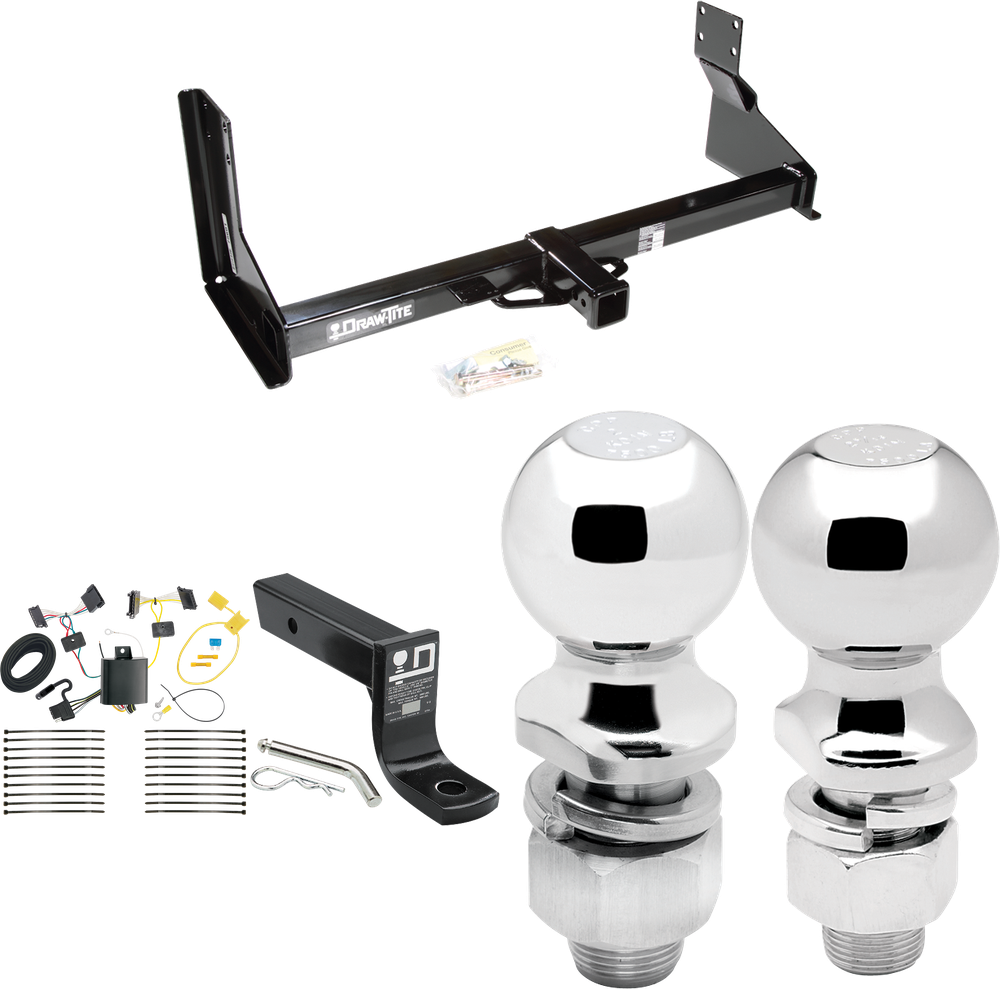 Fits 2014-2018 Freightliner Sprinter 2500 Trailer Hitch Tow PKG w/ 4-Flat Wiring + Ball Mount w/ 4" Drop + 2" Ball + 2-5/16" Ball (For w/Factory Step Bumper Excluding Models w/30-3/8” Frame Width Models) By Draw-Tite