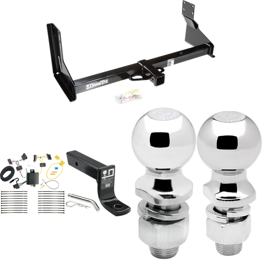 Fits 2014-2018 Freightliner Sprinter 2500 Trailer Hitch Tow PKG w/ 4-Flat Wiring + Ball Mount w/ 4" Drop + 2" Ball + 2-5/16" Ball (For w/Factory Step Bumper Excluding Models w/30-3/8” Frame Width Models) By Draw-Tite