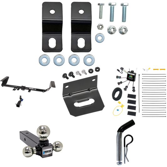 Fits 2017-2020 Chrysler Pacifica Hybrid Trailer Hitch Tow PKG w/ 4-Flat Zero Contact "No Splice" Wiring Harness + Triple Ball Ball Mount 1-7/8" & 2" & 2-5/16" Trailer Balls + Pin/Clip + Wiring Bracket By Draw-Tite