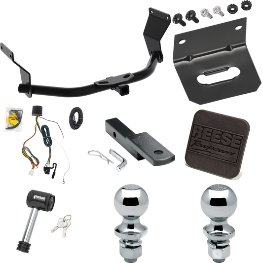 Fits 2019-2022 Acura RDX Trailer Hitch Tow PKG w/ 4-Flat Wiring Harness + Draw-Bar + 1-7/8" + 2" Ball + Wiring Bracket + Hitch Cover + Hitch Lock (For Without +12V Power Provision Models) By Reese Towpower