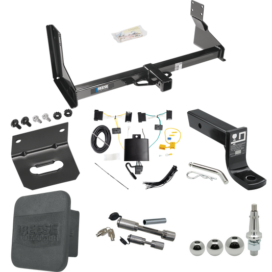 Fits 2019-2021 Mercedes-Benz Sprinter 3500 Trailer Hitch Tow PKG w/ 4-Flat Wiring + Ball Mount w/ 4" Drop + Interchangeable Ball 1-7/8" & 2" & 2-5/16" + Wiring Bracket + Dual Hitch & Coupler Locks + Hitch Cover (For w/Factory Step Bumper Excluding Mo