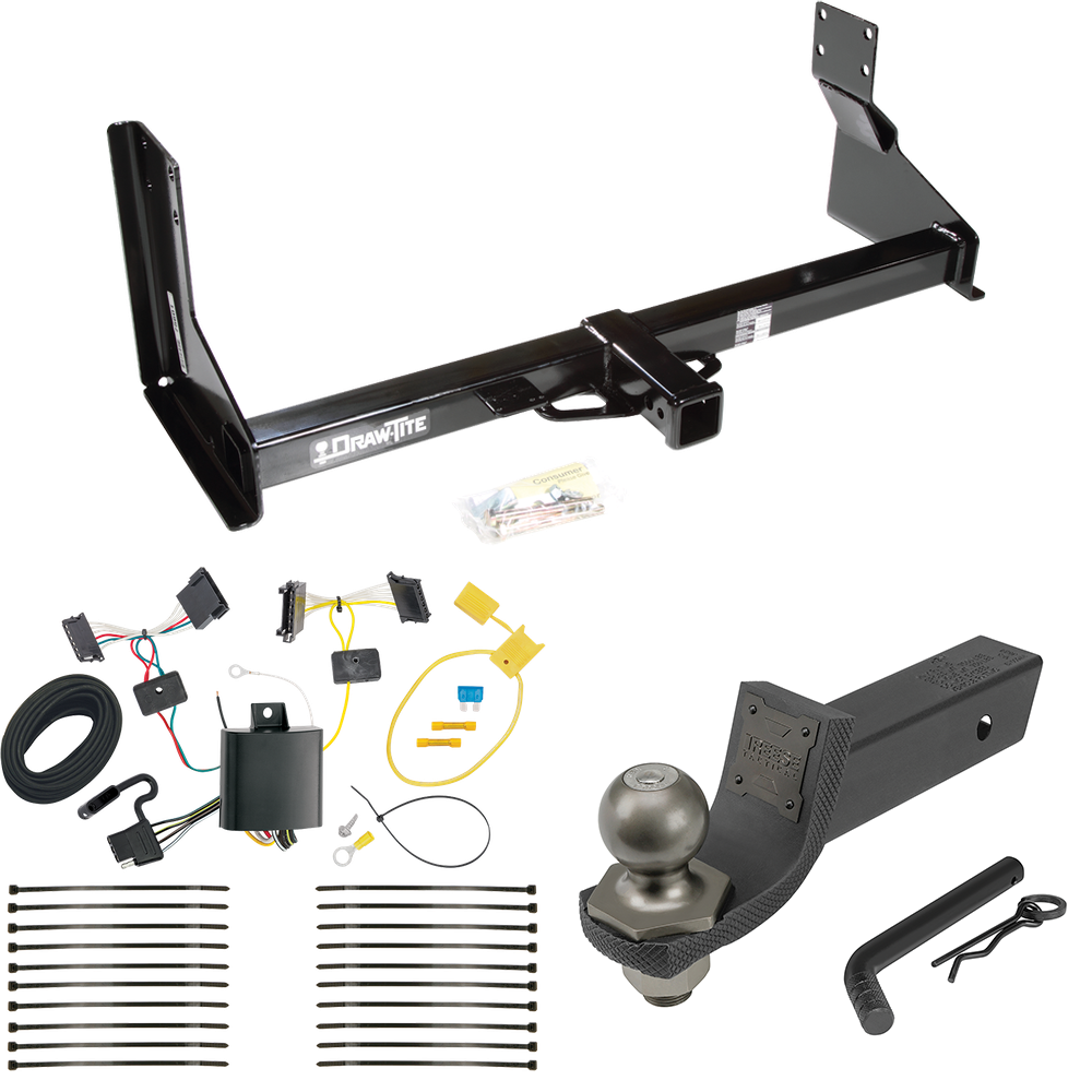 Fits 2014-2018 Freightliner Sprinter 2500 Trailer Hitch Tow PKG w/ 4-Flat Wiring + Interlock Tactical Starter Kit w/ 2" Drop & 2" Ball (For w/Factory Step Bumper Excluding Models w/30-3/8” Frame Width Models) By Draw-Tite