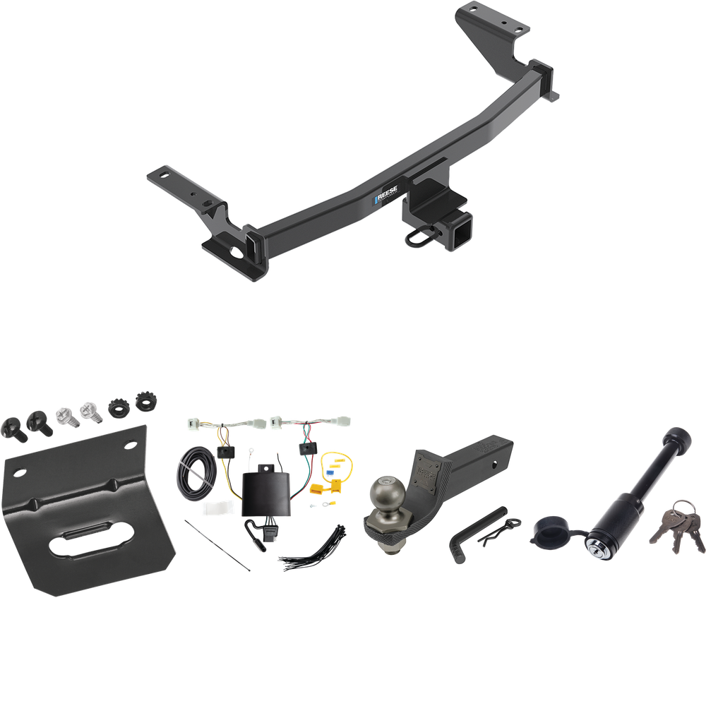 Fits 2022-2023 Mazda CX-5 Trailer Hitch Tow PKG w/ 4-Flat Wiring + Interlock Tactical Starter Kit w/ 2" Drop & 2" Ball + Tactical Dogbone Lock + Wiring Bracket (Excludes: Diesel Engine Models) By Reese Towpower