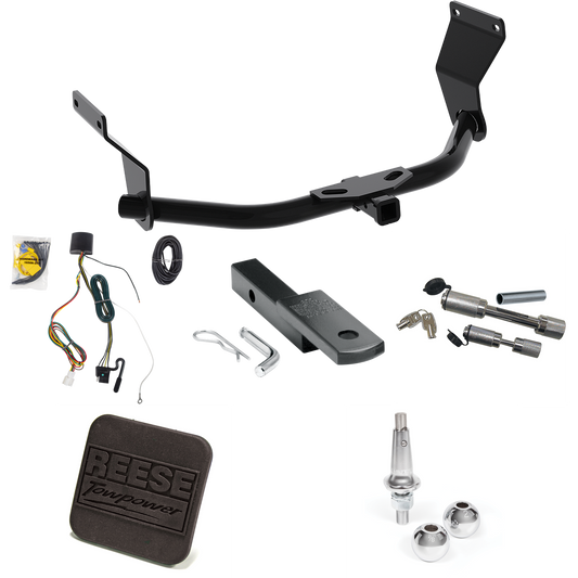 Fits 2019-2022 Acura RDX Trailer Hitch Tow PKG w/ 4-Flat Wiring Harness + Draw-Bar + Interchangeable 1-7/8" & 2" Balls + Hitch Cover + Dual Hitch & Coupler Locks (For Without +12V Power Provision Models) By Reese Towpower