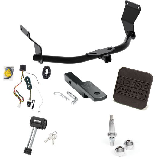 Fits 2019-2022 Acura RDX Trailer Hitch Tow PKG w/ 4-Flat Wiring Harness + Draw-Bar + Interchangeable 1-7/8" & 2" Balls + Hitch Cover + Hitch Lock (For Without +12V Power Provision Models) By Reese Towpower