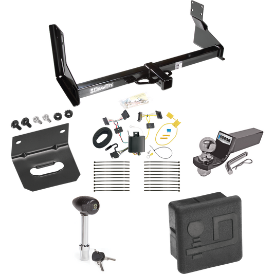 Fits 2014-2018 Mercedes-Benz Sprinter Trailer Hitch Tow PKG w/ 4-Flat Wiring + Starter Kit Ball Mount w/ 2" Drop & 2" Ball + Wiring Bracket + Hitch Lock + Hitch Cover (For w/Factory Step Bumper Excluding Models w/30-3/8” Frame Width Models) By Draw-T