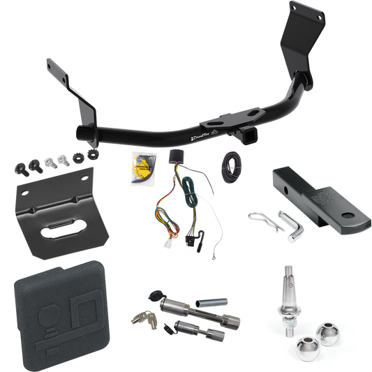 Fits 2019-2022 Acura RDX Trailer Hitch Tow PKG w/ 4-Flat Wiring Harness + Draw-Bar + Interchangeable 1-7/8" & 2" Balls + Wiring Bracket + Hitch Cover + Dual Hitch & Coupler Locks (For Without +12V Power Provision Models) By Draw-Tite