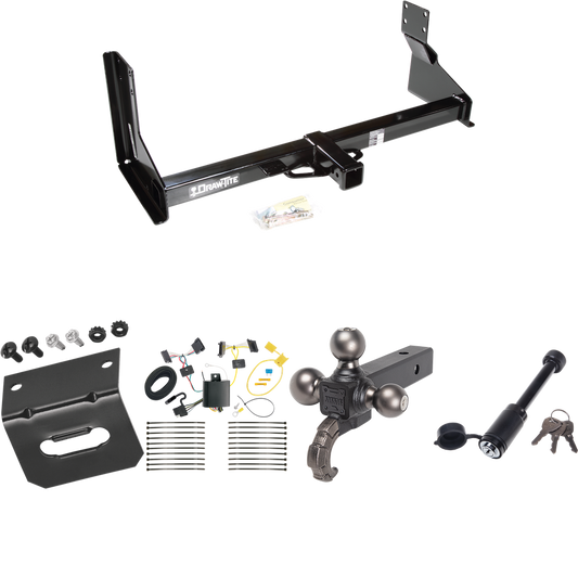 Fits 2014-2018 Freightliner Sprinter 2500 Trailer Hitch Tow PKG w/ 4-Flat Wiring + Triple Ball Tactical Ball Mount 1-7/8" & 2" & 2-5/16" Balls w/ Tow Hook + Tactical Dogbone Lock + Wiring Bracket (For w/Factory Step Bumper Excluding Models w/30-3/8”