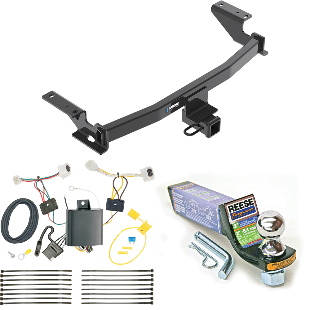 Fits 2017-2021 Mazda CX-5 Trailer Hitch Tow PKG w/ 4-Flat Wiring + Starter Kit Ball Mount w/ 2" Drop & 1-7/8" Ball (Excludes: Diesel Engine Models) By Reese Towpower