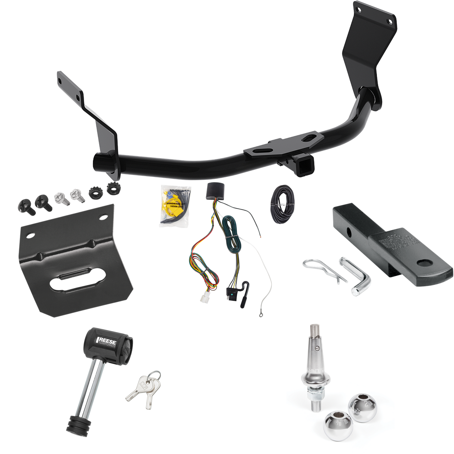 Fits 2019-2022 Acura RDX Trailer Hitch Tow PKG w/ 4-Flat Wiring Harness + Draw-Bar + Interchangeable 1-7/8" & 2" Balls + Wiring Bracket + Hitch Lock (For Without +12V Power Provision Models) By Reese Towpower