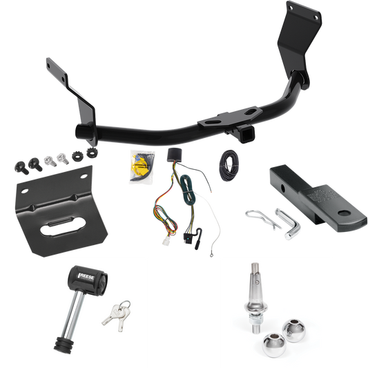 Fits 2019-2022 Acura RDX Trailer Hitch Tow PKG w/ 4-Flat Wiring Harness + Draw-Bar + Interchangeable 1-7/8" & 2" Balls + Wiring Bracket + Hitch Lock (For Without +12V Power Provision Models) By Reese Towpower