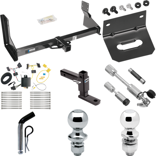 Fits 2014-2018 Freightliner Sprinter 3500 Trailer Hitch Tow PKG w/ 4-Flat Wiring Harness + Adjustable Drop Rise Ball Mount + Pin/Clip + 2" Ball + 1-7/8" Ball + Dual Hitch & Coupler Locks (For w/Factory Step Bumper Excluding Models w/30-3/8” Frame Wid