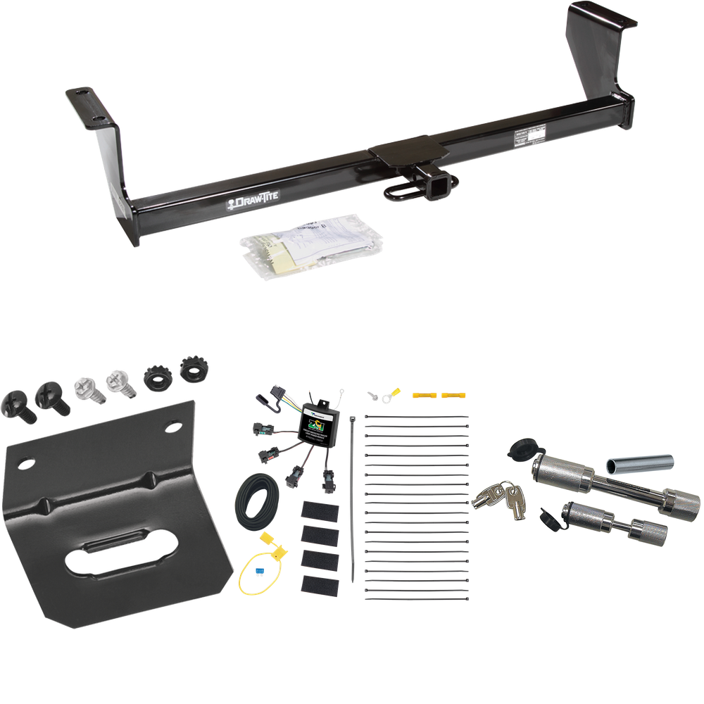 Fits 2001-2009 Volvo S60 Trailer Hitch Tow PKG w/ 4-Flat Zero Contact "No Splice" Wiring Harness + Wiring Bracket + Dual Hitch & Coupler Locks (For Sedan Models) By Draw-Tite