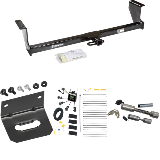 Fits 2001-2009 Volvo S60 Trailer Hitch Tow PKG w/ 4-Flat Zero Contact "No Splice" Wiring Harness + Wiring Bracket + Dual Hitch & Coupler Locks (For Sedan Models) By Draw-Tite