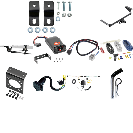 Fits 2021-2023 Chrysler Pacifica Hybrid Trailer Hitch Tow PKG w/ 6K Round Bar Weight Distribution Hitch w/ 2-5/16" Ball + Pin/Clip + Pro Series POD Brake Control + Plug & Play BC Adapter + 7-Way RV Wiring By Reese Towpower