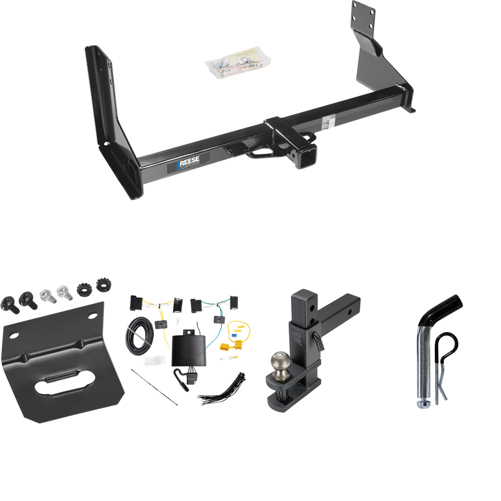 Fits 2019-2021 Mercedes-Benz Sprinter 2500 Trailer Hitch Tow PKG w/ 4-Flat Wiring Harness + Adjustable Drop Rise Clevis Hitch Ball Mount w/ 2" Ball + Pin/Clip + Wiring Bracket (For w/Factory Step Bumper Excluding Models w/30-3/8” Frame Width Models)