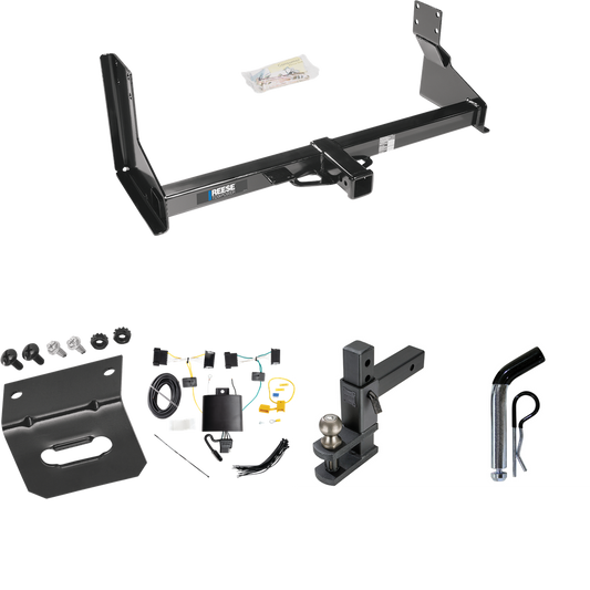 Fits 2019-2021 Mercedes-Benz Sprinter 2500 Trailer Hitch Tow PKG w/ 4-Flat Wiring Harness + Adjustable Drop Rise Clevis Hitch Ball Mount w/ 2" Ball + Pin/Clip + Wiring Bracket (For w/Factory Step Bumper Excluding Models w/30-3/8” Frame Width Models)