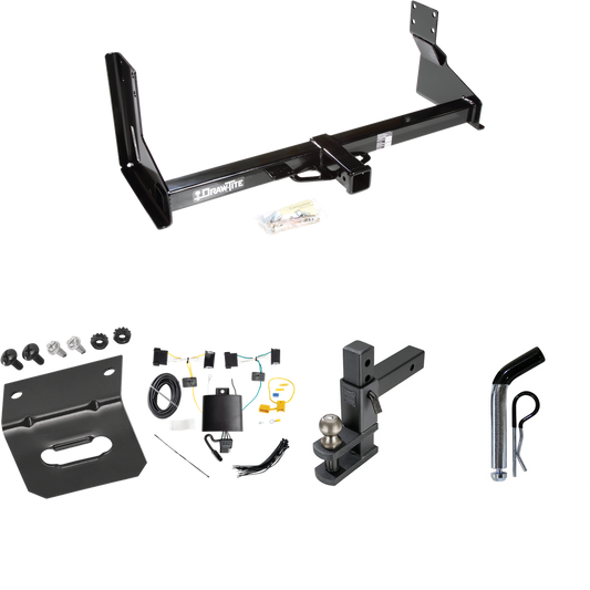 Fits 2019-2021 Mercedes-Benz Sprinter 3500 Trailer Hitch Tow PKG w/ 4-Flat Wiring Harness + Adjustable Drop Rise Clevis Hitch Ball Mount w/ 2" Ball + Pin/Clip + Wiring Bracket (For w/Factory Step Bumper Excluding Models w/30-3/8” Frame Width Models)