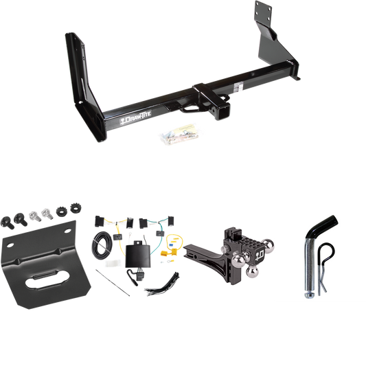 Fits 2019-2021 Freightliner Sprinter 3500 Trailer Hitch Tow PKG w/ 4-Flat Wiring Harness + Adjustable Drop Rise Triple Ball Ball Mount 1-7/8" & 2" & 2-5/16" Trailer Balls + Pin/Clip + Wiring Bracket (For w/Factory Step Bumper Excluding Models w/30-3/