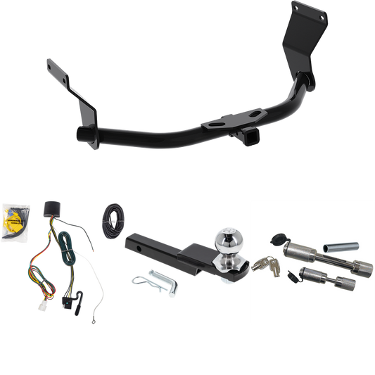 Fits 2019-2022 Acura RDX Trailer Hitch Tow PKG w/ 4-Flat Wiring Harness + Interlock Starter Kit w/ 2" Ball 1-1/4" Drop 3/4" Rise + Dual Hitch & Coupler Locks (For Without +12V Power Provision Models) By Reese Towpower