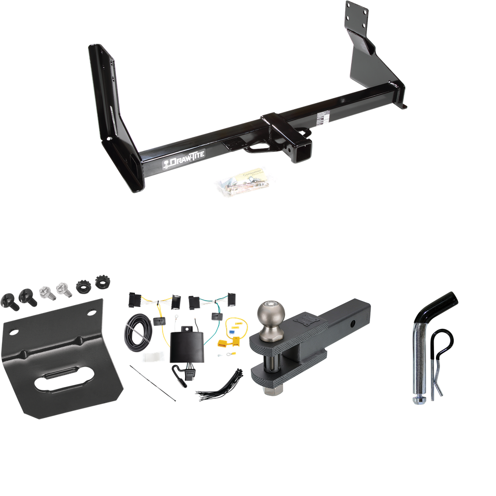 Fits 2019-2021 Freightliner Sprinter 2500 Trailer Hitch Tow PKG w/ 4-Flat Wiring Harness + Clevis Hitch Ball Mount w/ 2" Ball + Pin/Clip + Wiring Bracket (For w/Factory Step Bumper Excluding Models w/30-3/8” Frame Width Models) By Draw-Tite