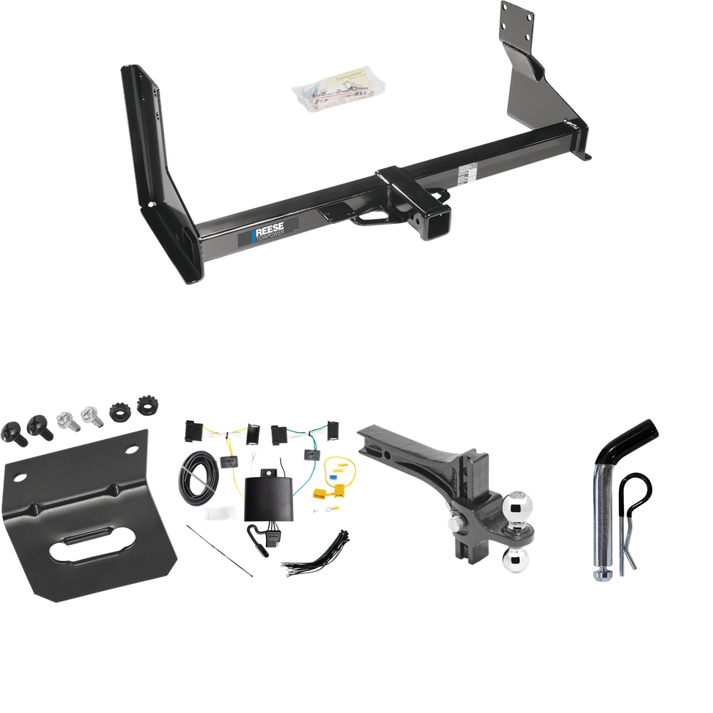 Fits 2019-2021 Mercedes-Benz Sprinter 2500 Trailer Hitch Tow PKG w/ 4-Flat Wiring Harness + Dual Adjustable Drop Rise Ball Ball Mount 2" & 2-5/16" Trailer Balls + Pin/Clip + Wiring Bracket (For w/Factory Step Bumper Excluding Models w/30-3/8” Frame W