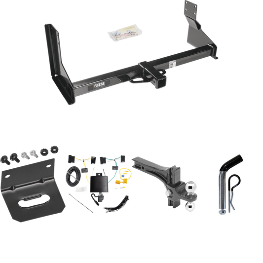 Fits 2019-2021 Mercedes-Benz Sprinter 2500 Trailer Hitch Tow PKG w/ 4-Flat Wiring Harness + Dual Adjustable Drop Rise Ball Ball Mount 2" & 2-5/16" Trailer Balls + Pin/Clip + Wiring Bracket (For w/Factory Step Bumper Excluding Models w/30-3/8” Frame W