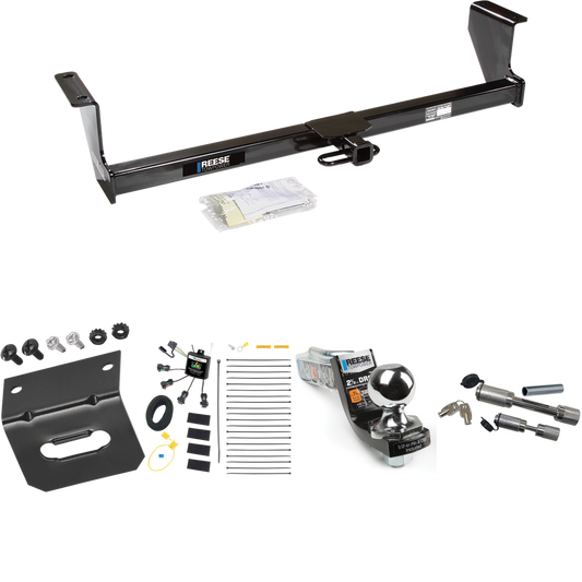 Fits 2001-2009 Volvo S60 Trailer Hitch Tow PKG w/ 4-Flat Zero Contact "No Splice" Wiring Harness + Interlock Starter Kit w/ 2" Ball 2-1/2" Drop 2" Rise + Wiring Bracket + Dual Hitch & Coupler Locks (For Sedan Models) By Reese Towpower