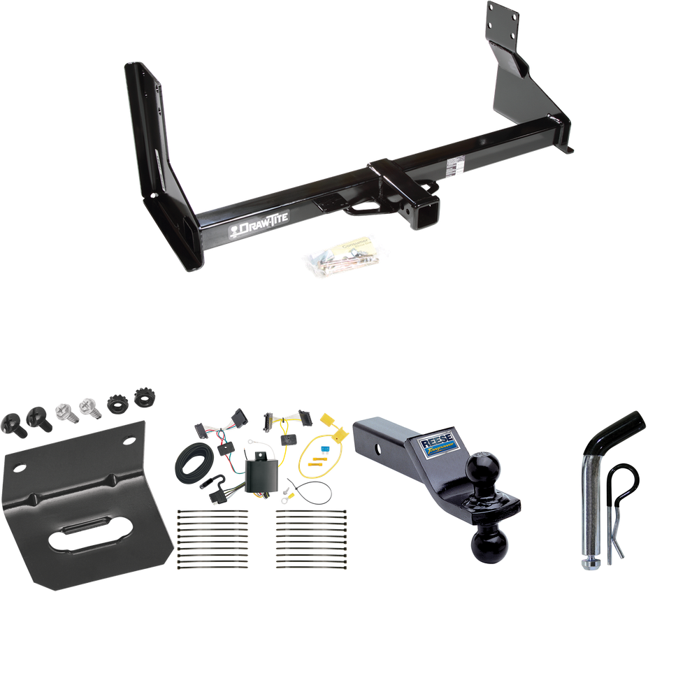 Fits 2014-2018 Mercedes-Benz Sprinter Trailer Hitch Tow PKG w/ 4-Flat Wiring Harness + Dual Ball Ball Mount 1-7/8" & 2" Trailer Balls + Pin/Clip + Wiring Bracket (For w/Factory Step Bumper Excluding Models w/30-3/8” Frame Width Models) By Draw-Tite