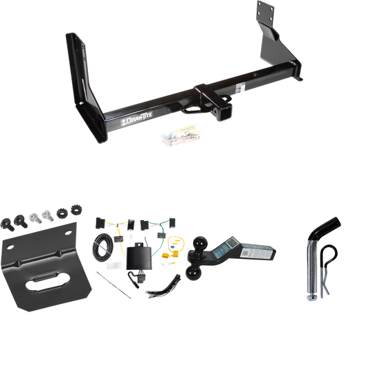 Fits 2019-2021 Freightliner Sprinter 2500 Trailer Hitch Tow PKG w/ 4-Flat Wiring Harness + Dual Ball Ball Mount 2" & 2-5/16" Trailer Balls + Pin/Clip +  Wiring Bracket (For w/Factory Step Bumper Excluding Models w/30-3/8” Frame Width Models) By Draw-