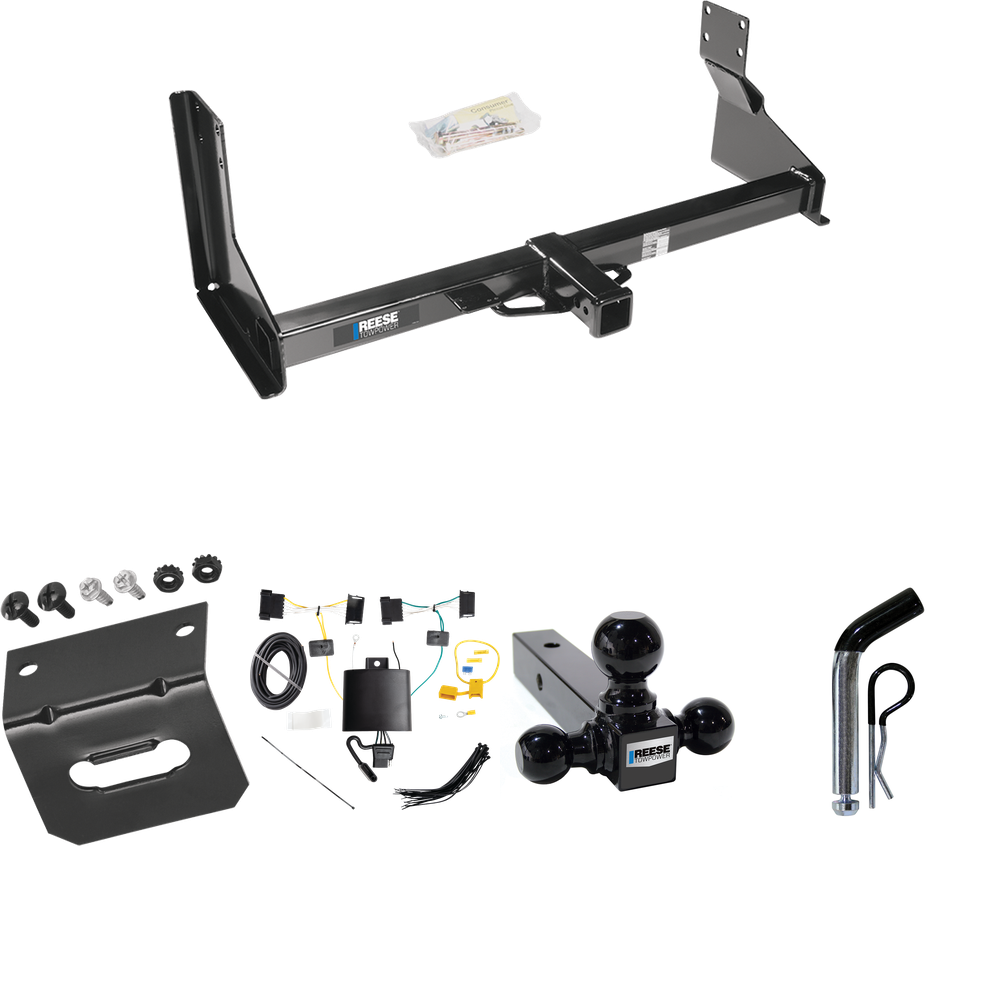 Fits 2019-2021 Freightliner Sprinter 2500 Trailer Hitch Tow PKG w/ 4-Flat Wiring Harness + Triple Ball Ball Mount 1-7/8" & 2" & 2-5/16" Trailer Balls + Pin/Clip + Wiring Bracket (For w/Factory Step Bumper Excluding Models w/30-3/8” Frame Width Models